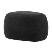 Triangle Ottoman in Black Boucle with Wood Frame
