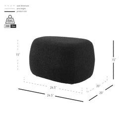 Triangle Ottoman in Black Boucle with Wood Frame