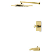 Tub and Shower Faucet, Concord, Pressure Balanced with Cross Handle in Polished Brass