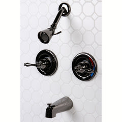 Tub and Shower Faucet, Heirloom, Pressure Balanced in Black Stainless Steel