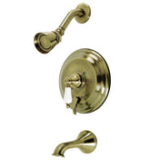 Tub and Shower Faucet, Heirloom, Pressure Balanced with Single Handle in Antique Brass