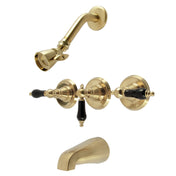 Tub and Shower Faucet, Heirloom, Triple Handle in Brushed Brass