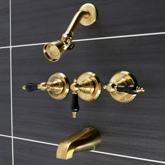 Tub and Shower Faucet, Heirloom, Triple Handle in Brushed Brass