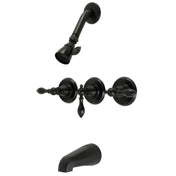 Tub and Shower Faucet, Heirloom, Triple Handle in Matte Black