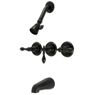 Tub and Shower Faucet, Heirloom, Triple Handle in Matte Black