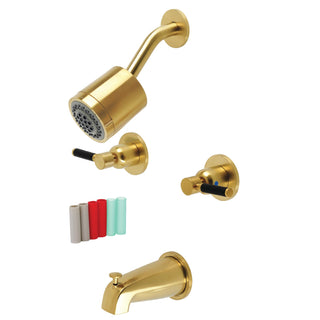 Tub and Shower Faucet, Kaiser, Double Handle in Brushed Brass