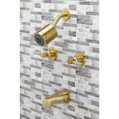 Tub and Shower Faucet, Kaiser, Double Handle in Brushed Brass