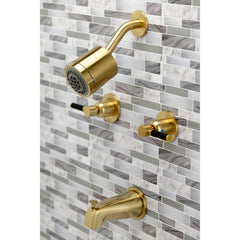 Tub and Shower Faucet, Kaiser, Double Handle in Brushed Brass