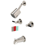 Tub and Shower Faucet, Kaiser, Double Handle in Polished Nickel