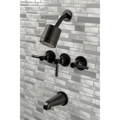 Tub and Shower Faucet, Kaiser, Triple Handle in Matte Black