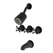Tub and Shower Faucet, Metropolitan, Triple Cross Handle, Wall Mount, Matte Black