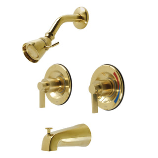 Tub and Shower Faucet, NuvoFusion, Double Handle in Brushed Brass