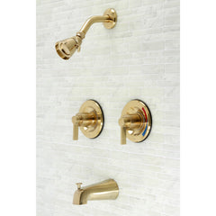 Tub and Shower Faucet, NuvoFusion, Double Handle in Brushed Brass