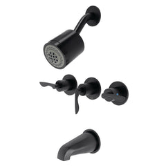 Tub and Shower Faucet, Serena, Triple Handle in Matte Black
