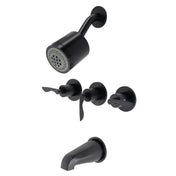 Tub and Shower Faucet, Serena, Triple Handle in Matte Black