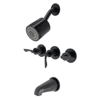 Tub and Shower Faucet, Serena, Triple Handle in Matte Black