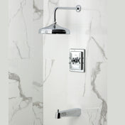 Tub and Shower Faucet, Single Cross Handle, Brass, Polished Chrome