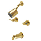 Tub and Shower Faucet, Sona, Double Handle in Brushed Brass