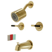 Tub and Shower Faucet, Sona, Double Handle in Brushed Brass