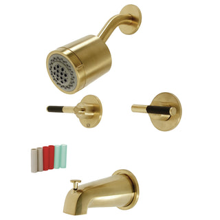 Tub and Shower Faucet, Sona, Double Handle in Brushed Brass