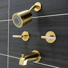 Tub and Shower Faucet, Sona, Double Handle in Brushed Brass