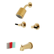 Tub and Shower Faucet, Sona, Double Handle in Polished Brass