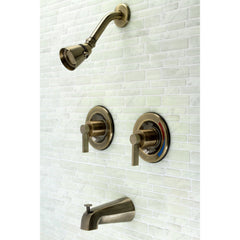 Tub and Shower Faucet, Sona, Double Handle Pressure Balanced in Antique Brass