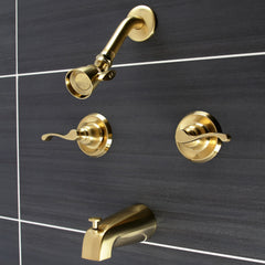 Tub and Shower Faucet, Tulare, Double Lever Handle in Brushed Brass