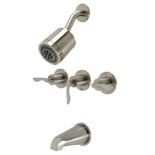 Tub and Shower Faucet, Tulare, Triple Handle in Brushed Nickel