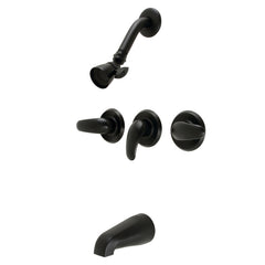 Tub and Shower Faucet, Tulare, Triple Handle in Matte Black