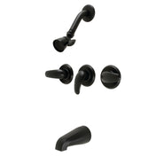 Tub and Shower Faucet, Tulare, Triple Handle in Matte Black