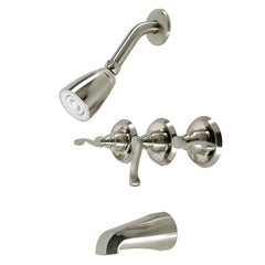 Tub and Shower Faucet, Tulare, Triple Lever Handle in Brushed Nickel