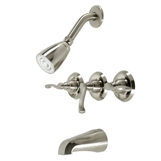 Tub and Shower Faucet, Tulare, Triple Lever Handle in Brushed Nickel