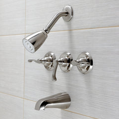 Tub and Shower Faucet, Tulare, Triple Lever Handle in Brushed Nickel