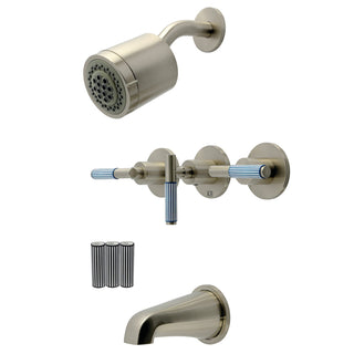 Tub and Shower Faucet, Verona, Triple Handle in Brushed Nickel