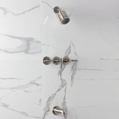 Tub and Shower Faucet, Verona, Triple Handle in Brushed Nickel