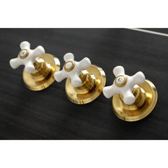 Tub and Shower Faucet, Victorian, Triple Cross Handle in Brushed Brass