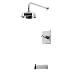 Tub and Shower Faucet, Wendell, Pressure Balanced with Knurled Handle in Polished Chrome