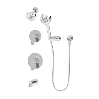 Tub and Shower Trim Kit, Identity, Dual Shower Head, Brass, Polished Chrome