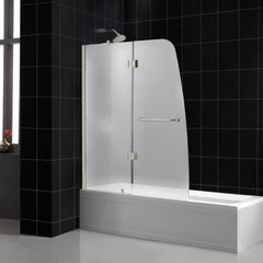 Tub Door, Aqua, Hinged Semi-Frameless, 48 in. W x 58 in. H, Chrome