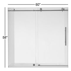 Tub Door, Frameless, Single Added Door, 60 in. W x 58 in. H, Brushed Gold