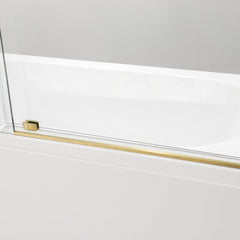 Tub Door, Frameless, Single Added Door, 60 in. W x 58 in. H, Brushed Gold