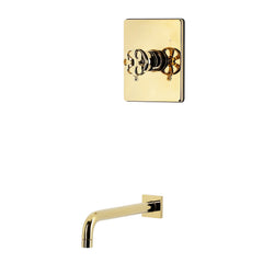 Tub Faucet, Belknap, Single Handle Pressure Balanced in Polished Brass