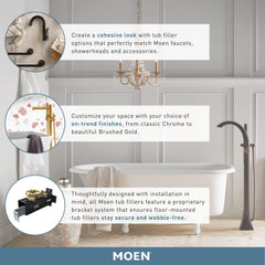 Tub Filler Risers, Weymouth, Floor Mount, Metal, Chrome