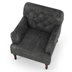 Tufted Armchair with Vinyl Upholstery and Solid Wood Legs