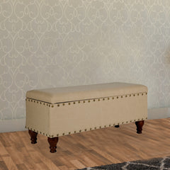 Tufted Entryway Bench with Lift-Up Storage, Gray Polyester Blend Upholstery