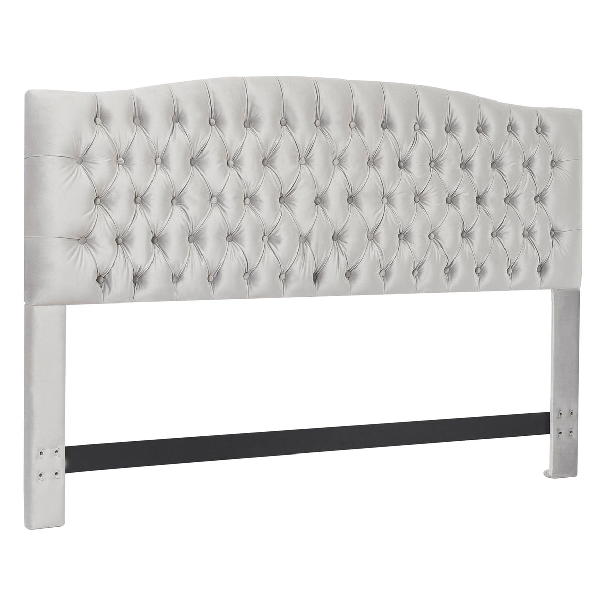 Tufted Headboard, King Size, Gray Velvet with Wood Frame