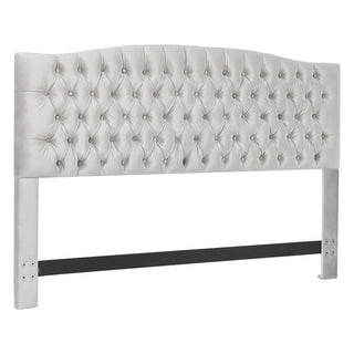 Tufted Headboard, King Size, Gray Velvet with Wood Frame