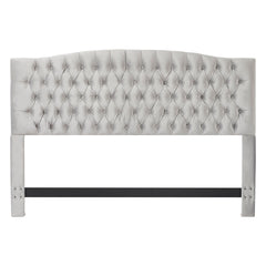 Tufted Headboard, King Size, Gray Velvet with Wood Frame