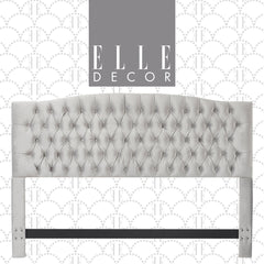 Tufted Headboard, King Size, Gray Velvet with Wood Frame